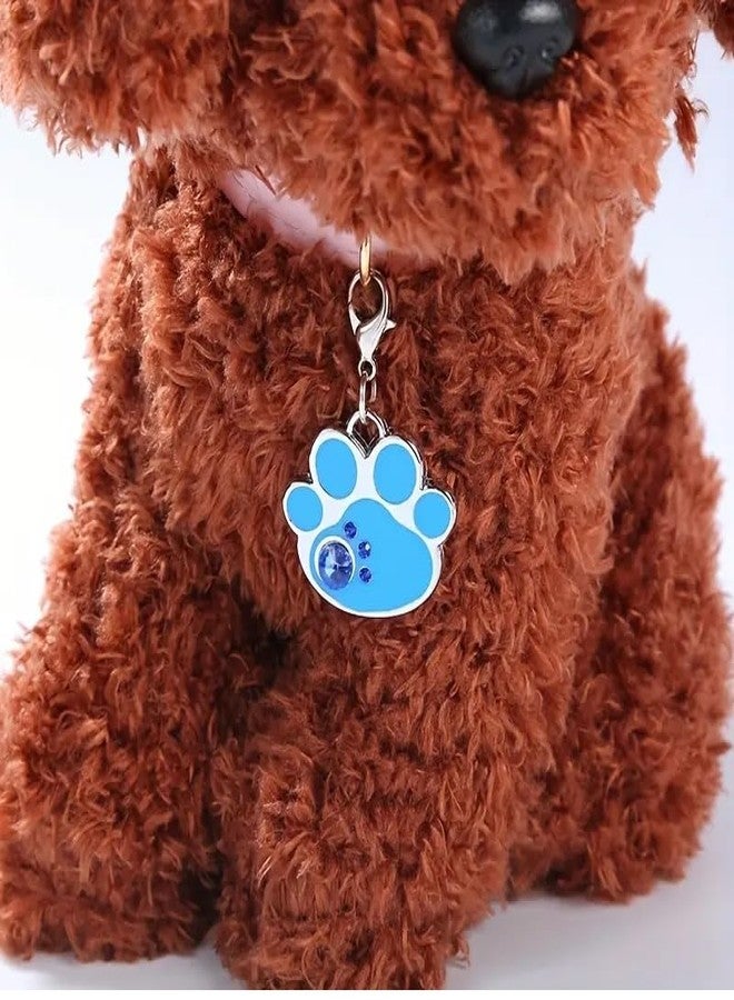 KsPups New Pet Jewelry Pendant Cartoon Faux Diamond Paw Print Color Glaze Bone Collar Name Tag Identity Plate I Pack of-2 Multicolor - Image 5